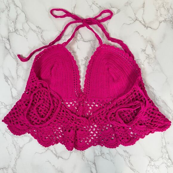 Crochet Halter Top in Vibrant Pink - Picture 11 of 11